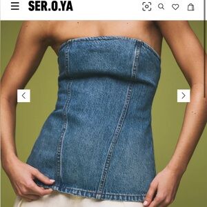 New SER.O.YA Christyl Strapless Denim Top